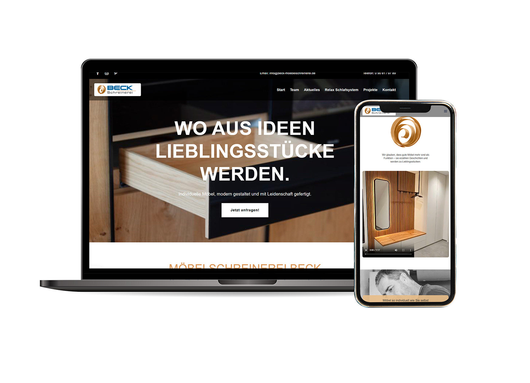 Mockup Website Schreinerei Beck Website Haustechnik Brenner
